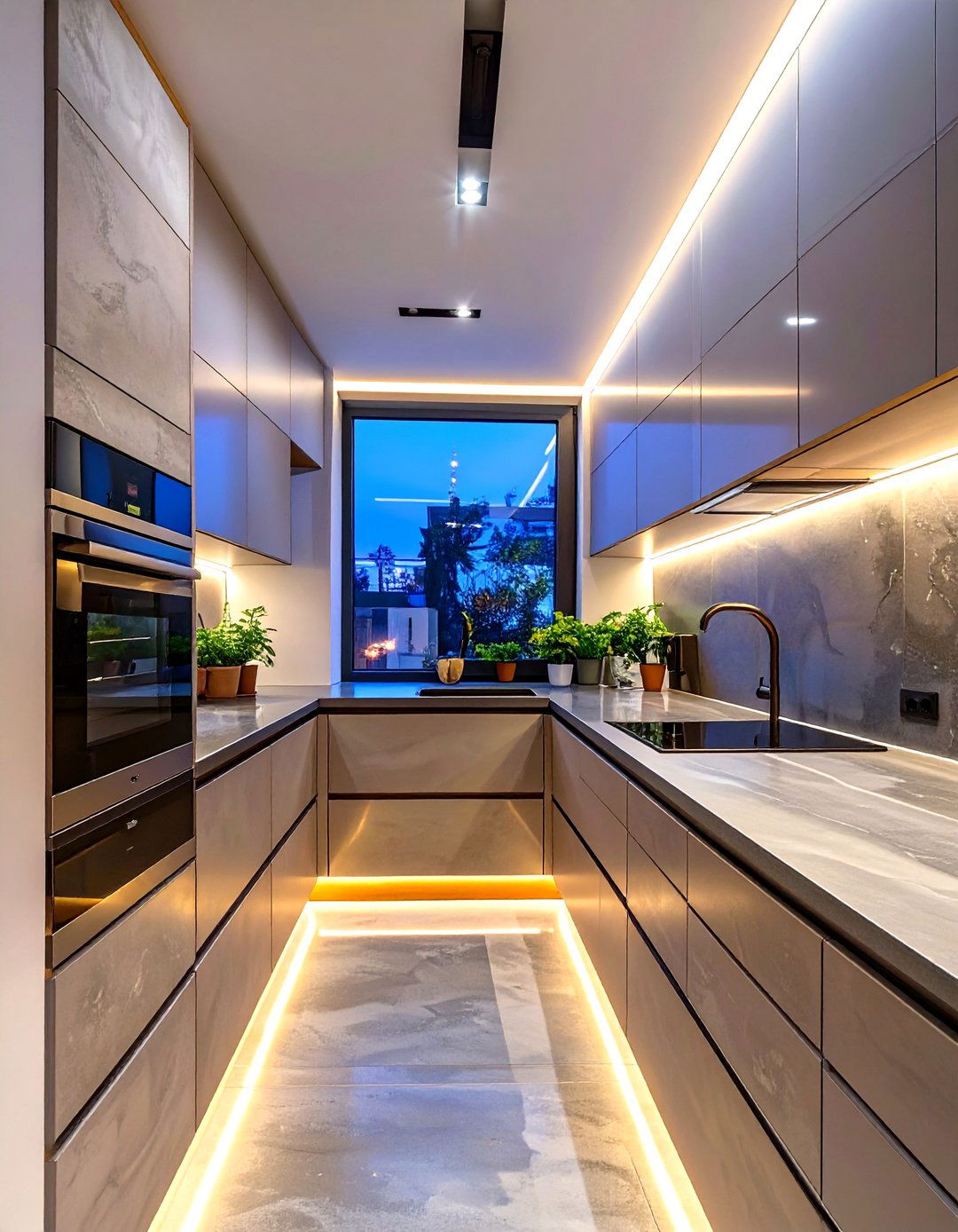 Galley Kitchen with Integrated Cabinet Lighting - 30 small galley kitchen ideas
