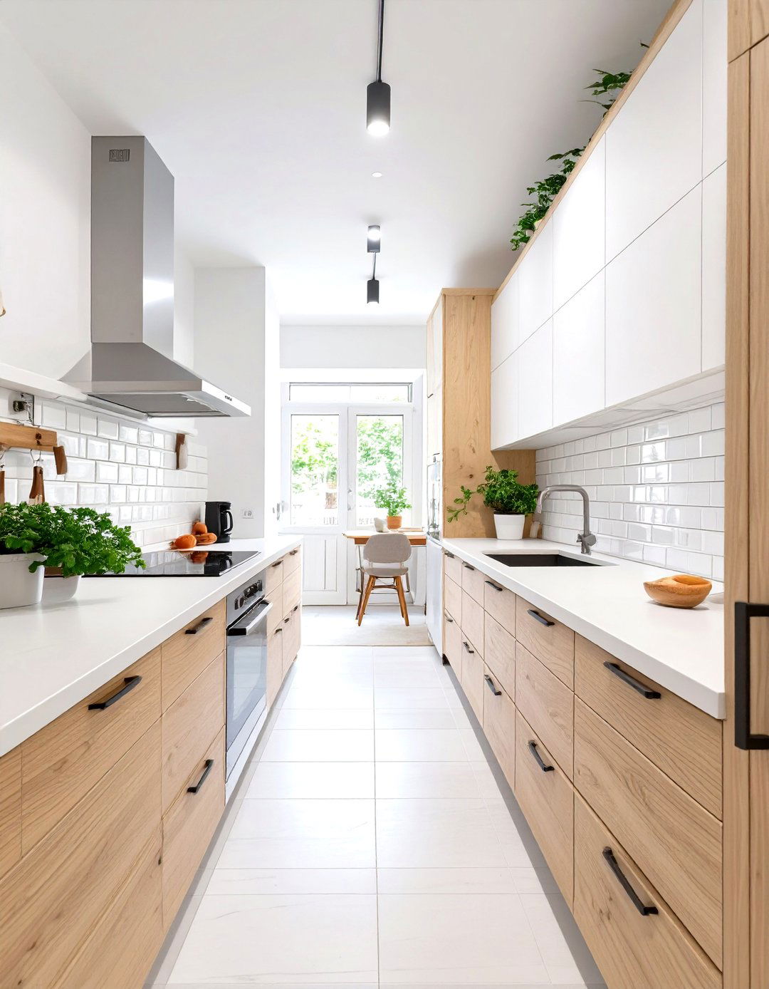 Galley Kitchen with Light Wood Cabinetry - 30 small galley kitchen ideas