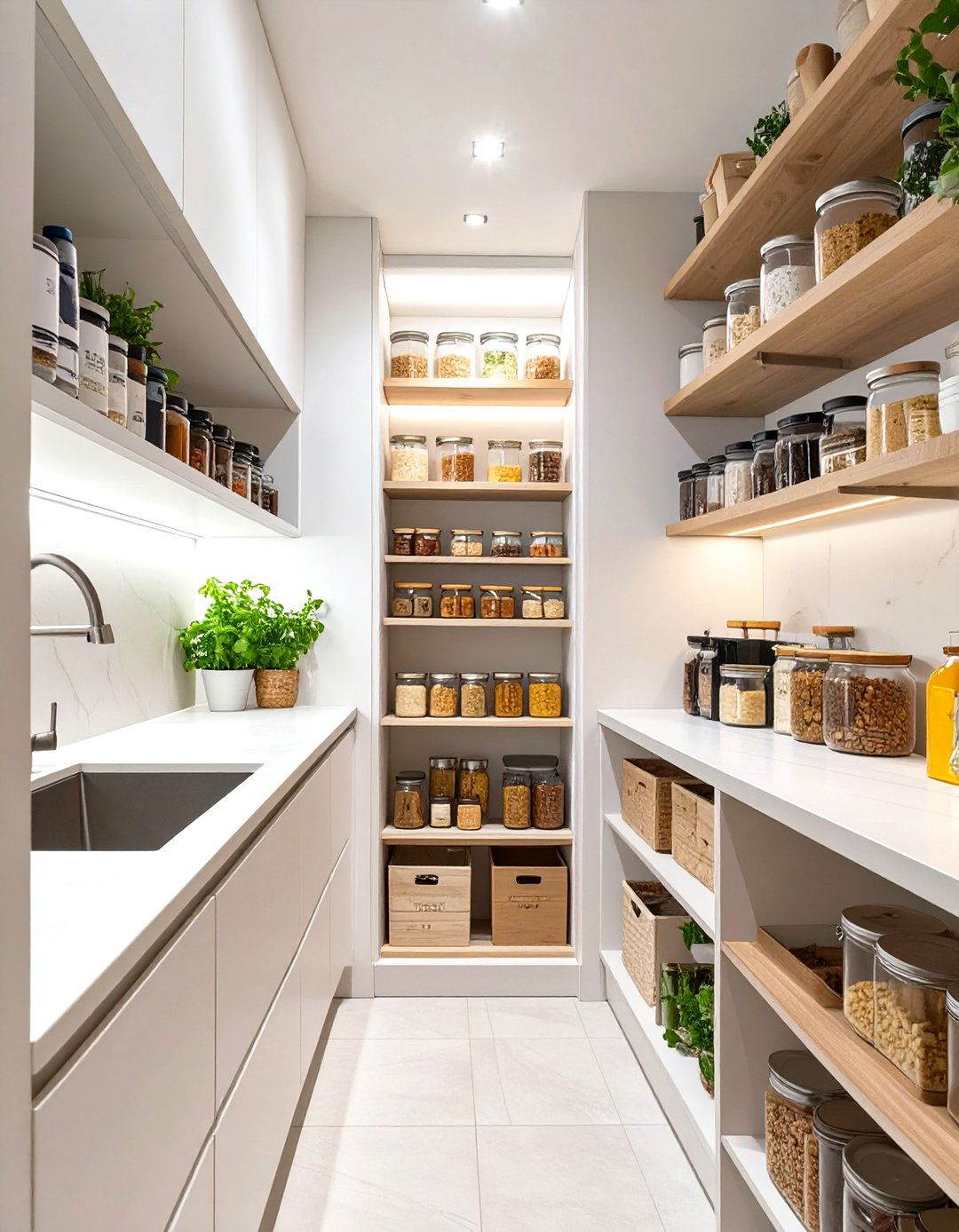 Galley Kitchen with Pull Out Pantry Cabinets - 30 small galley kitchen ideas