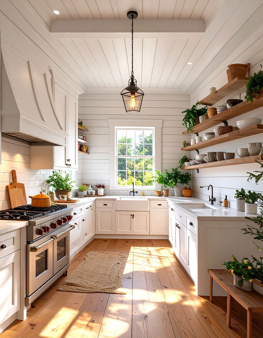 Galley Kitchen with Vertical Shiplap Walls - 30 small galley kitchen ideas