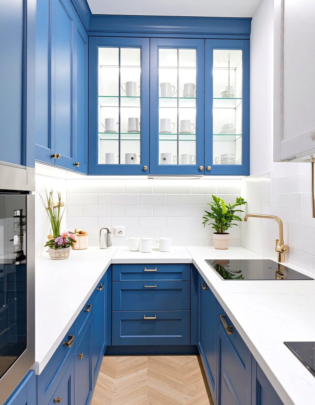 Galley Kitchen with a Glass Front Cabinet - 30 small galley kitchen ideas