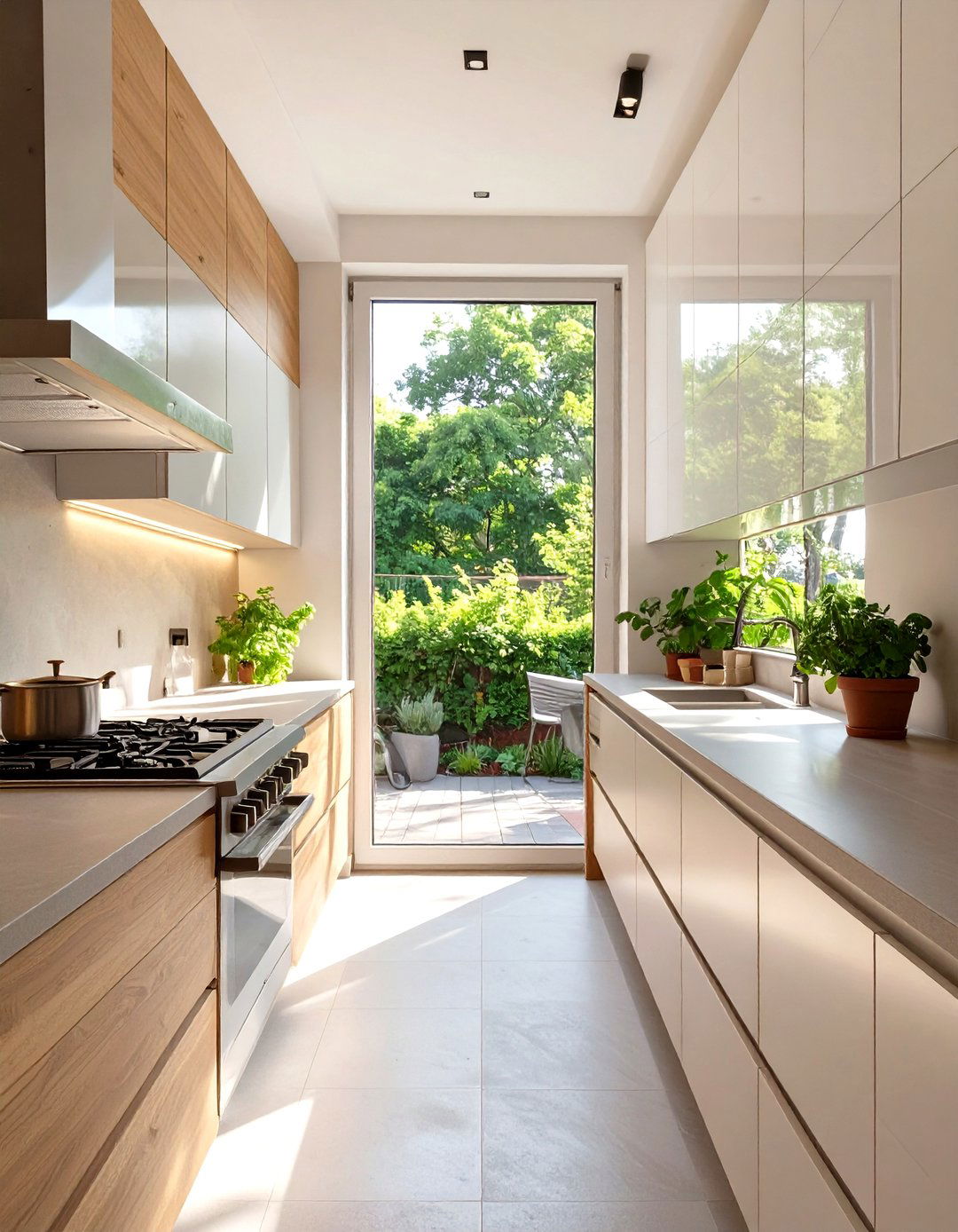 Galley Kitchen with a Large Window - 30 small galley kitchen ideas