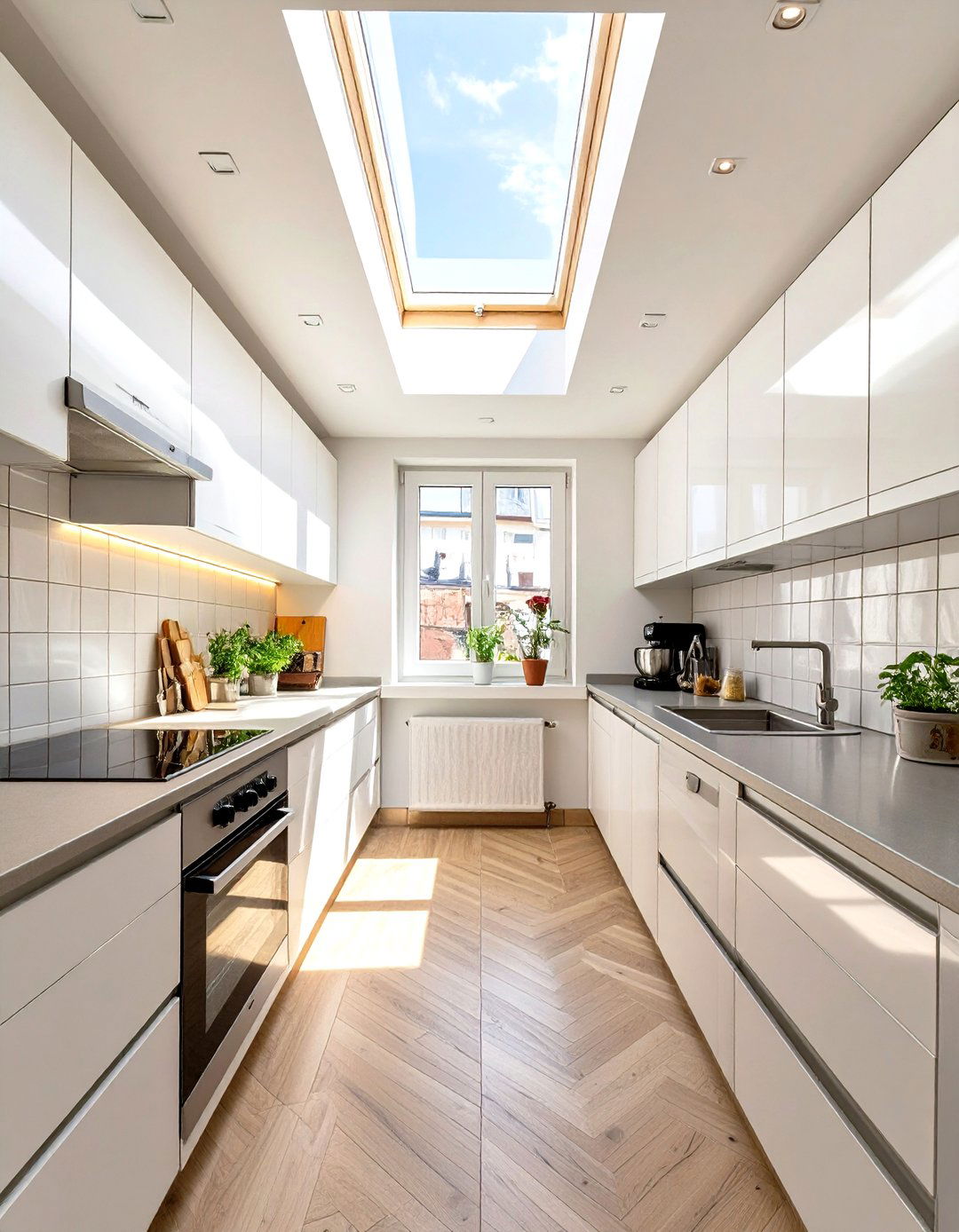 Galley Kitchen with a Skylight - 30 small galley kitchen ideas