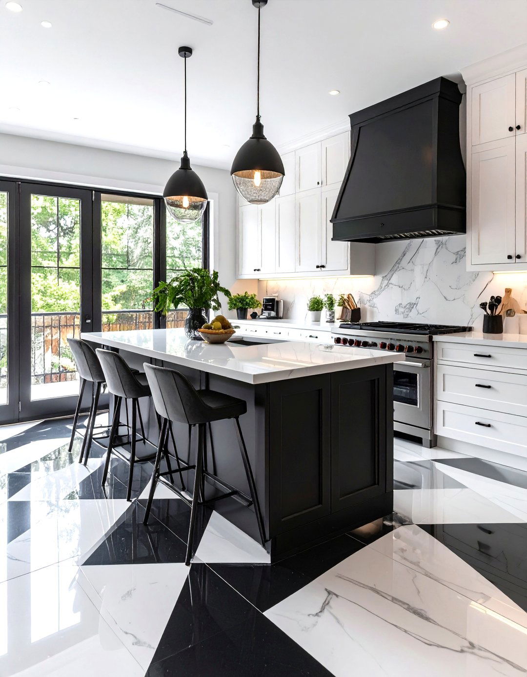 Galley Kitchen with a Statement Floor - 30 galley kitchen designs