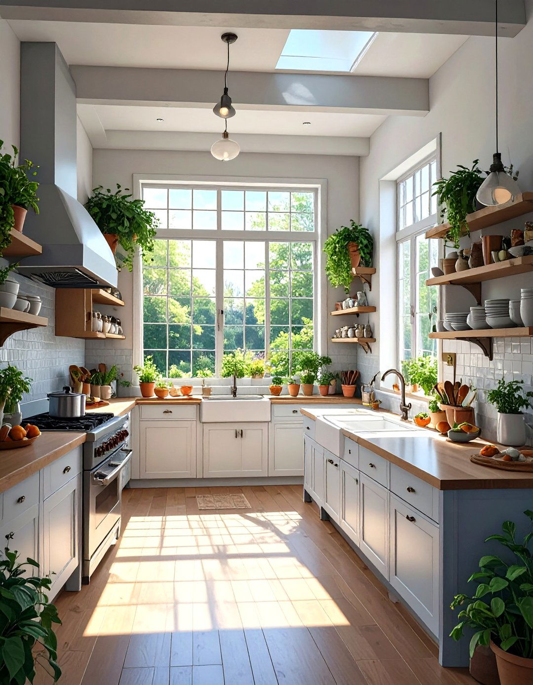 Galley Kitchen with an End Window - 30 narrow kitchen ideas
