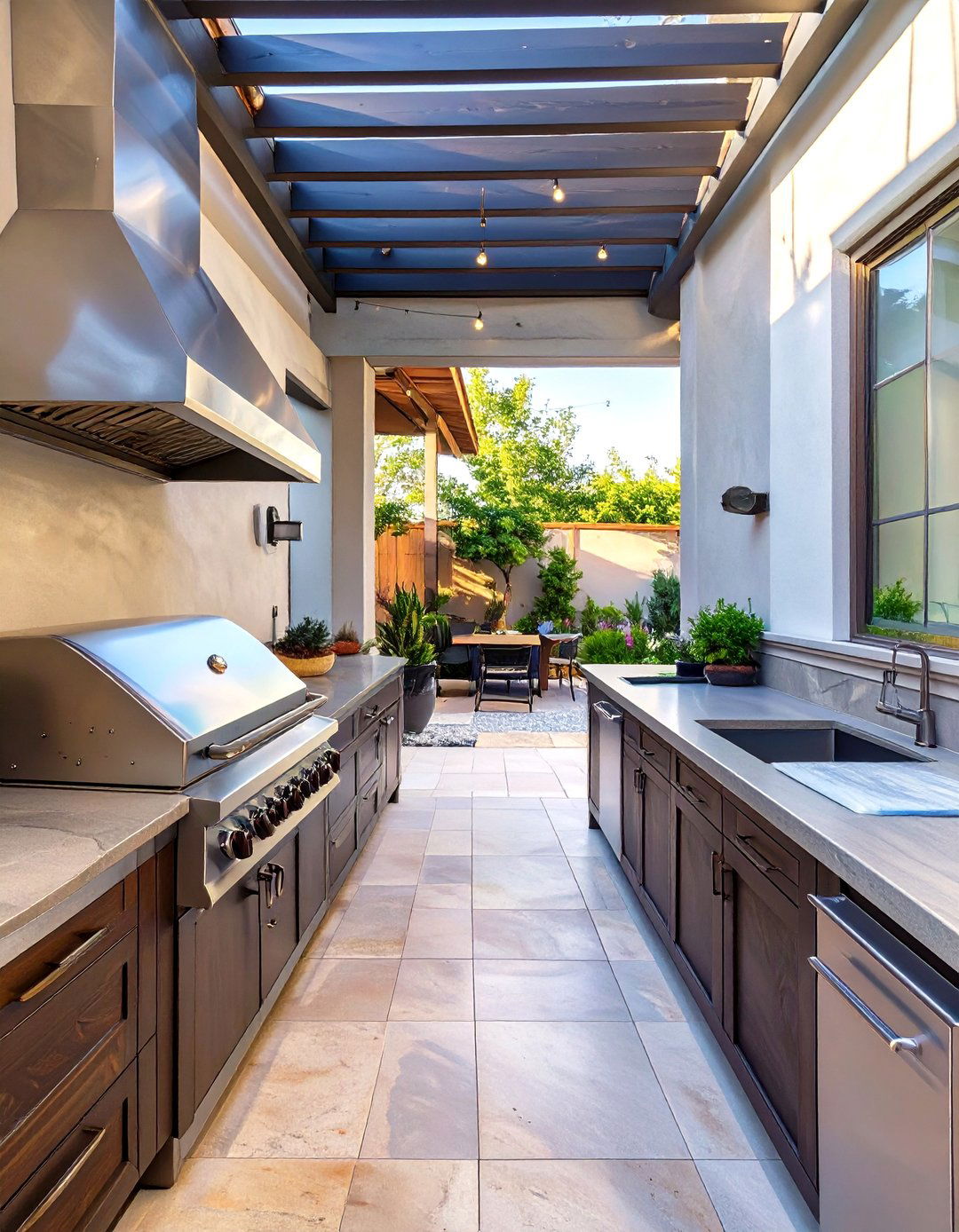 Galley Style Outdoor BBQ Kitchen Layout - 30 outdoor bbq ideas