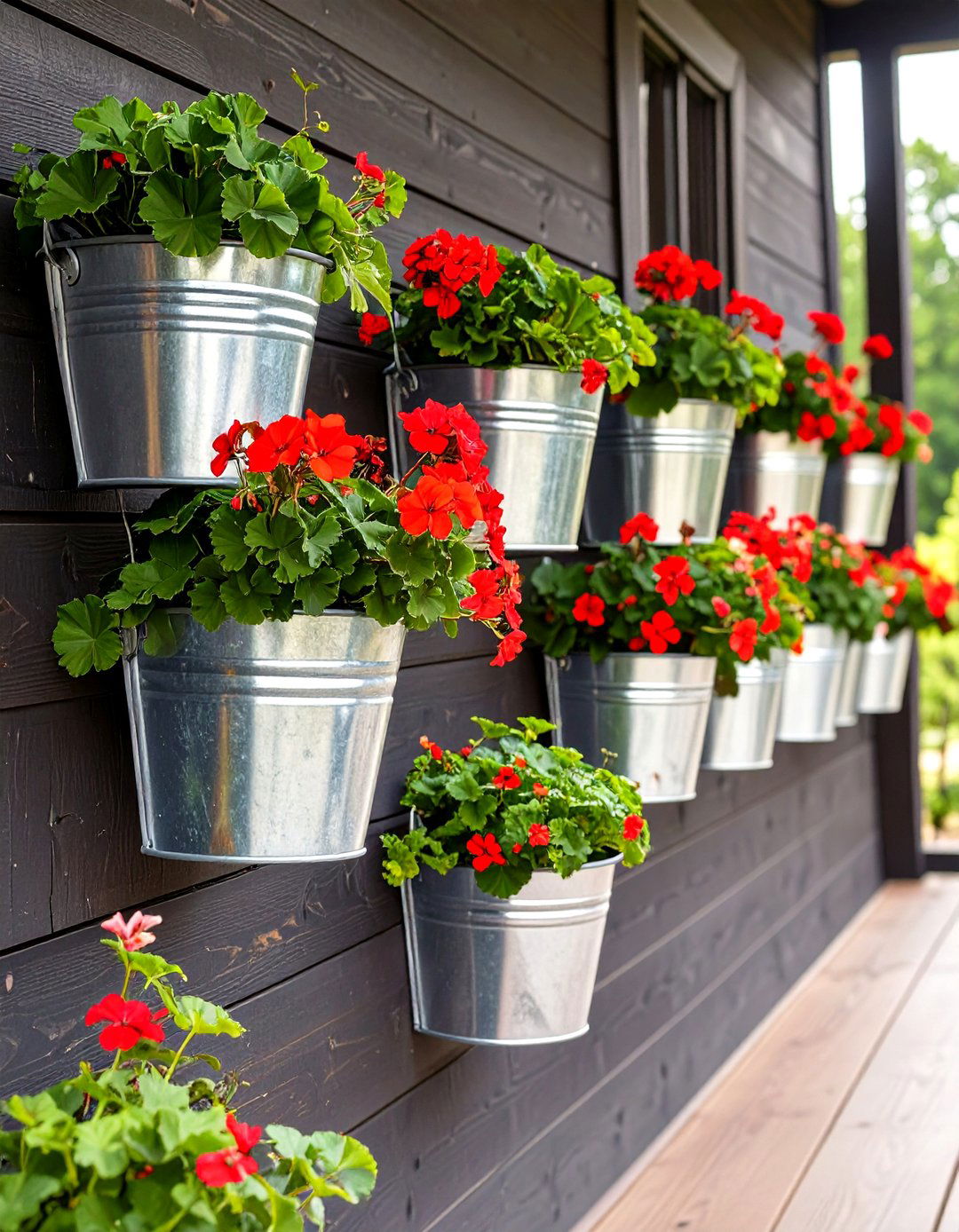 Galvanized Bucket Wall Garden - 30 vertical garden ideas