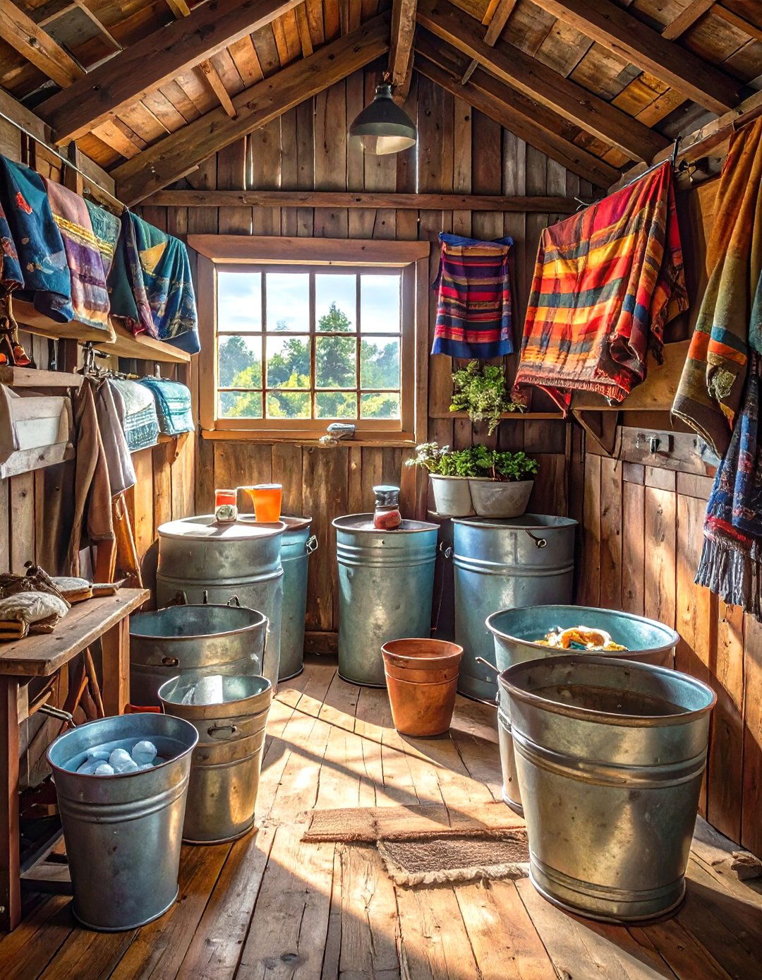 Galvanized Bucket and Tub Storage - 30 shed man cave ideas on a budget