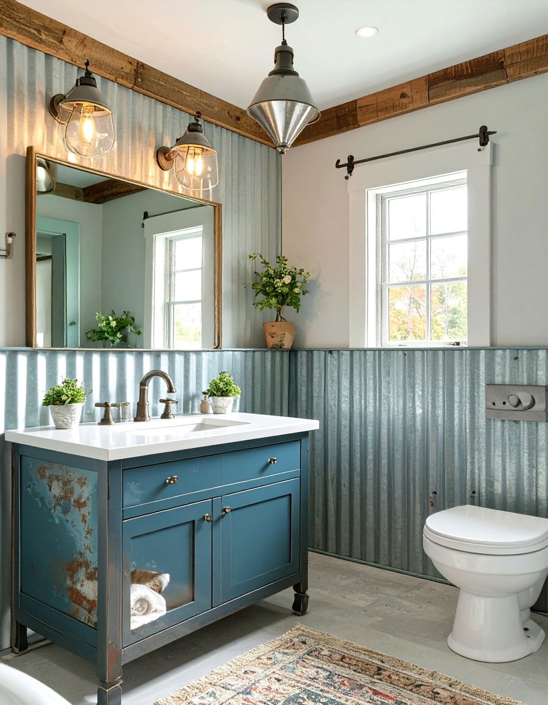 Galvanized Metal Accent Bathroom - 30 farmhouse bathroom ideas