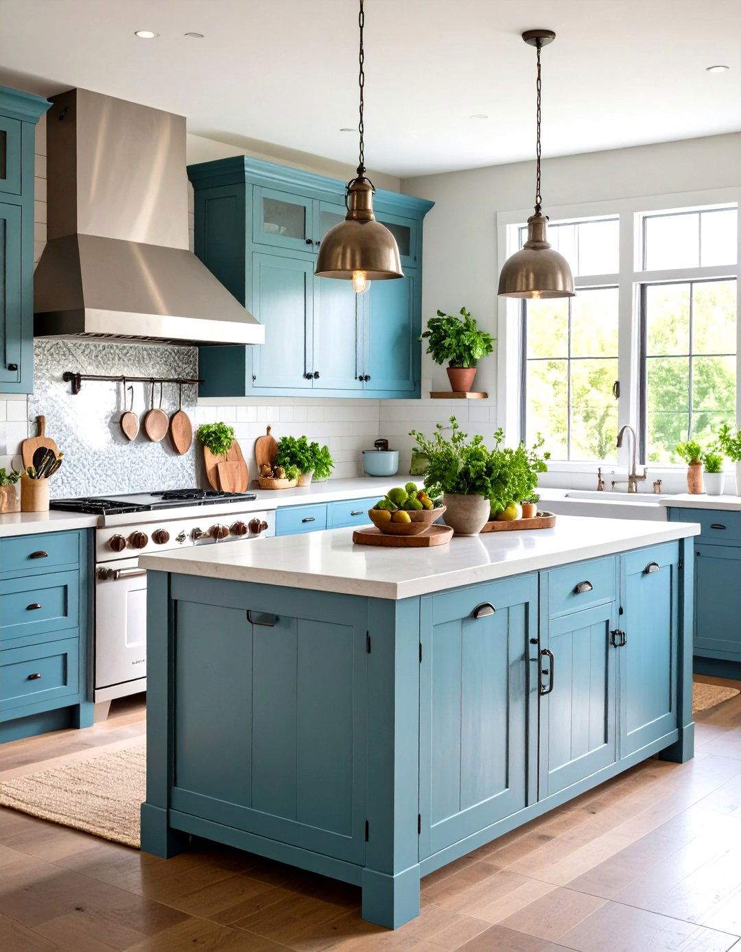 Galvanized Metal Accented Farmhouse Kitchen Island - 30 rustic farmhouse kitchen island ideas