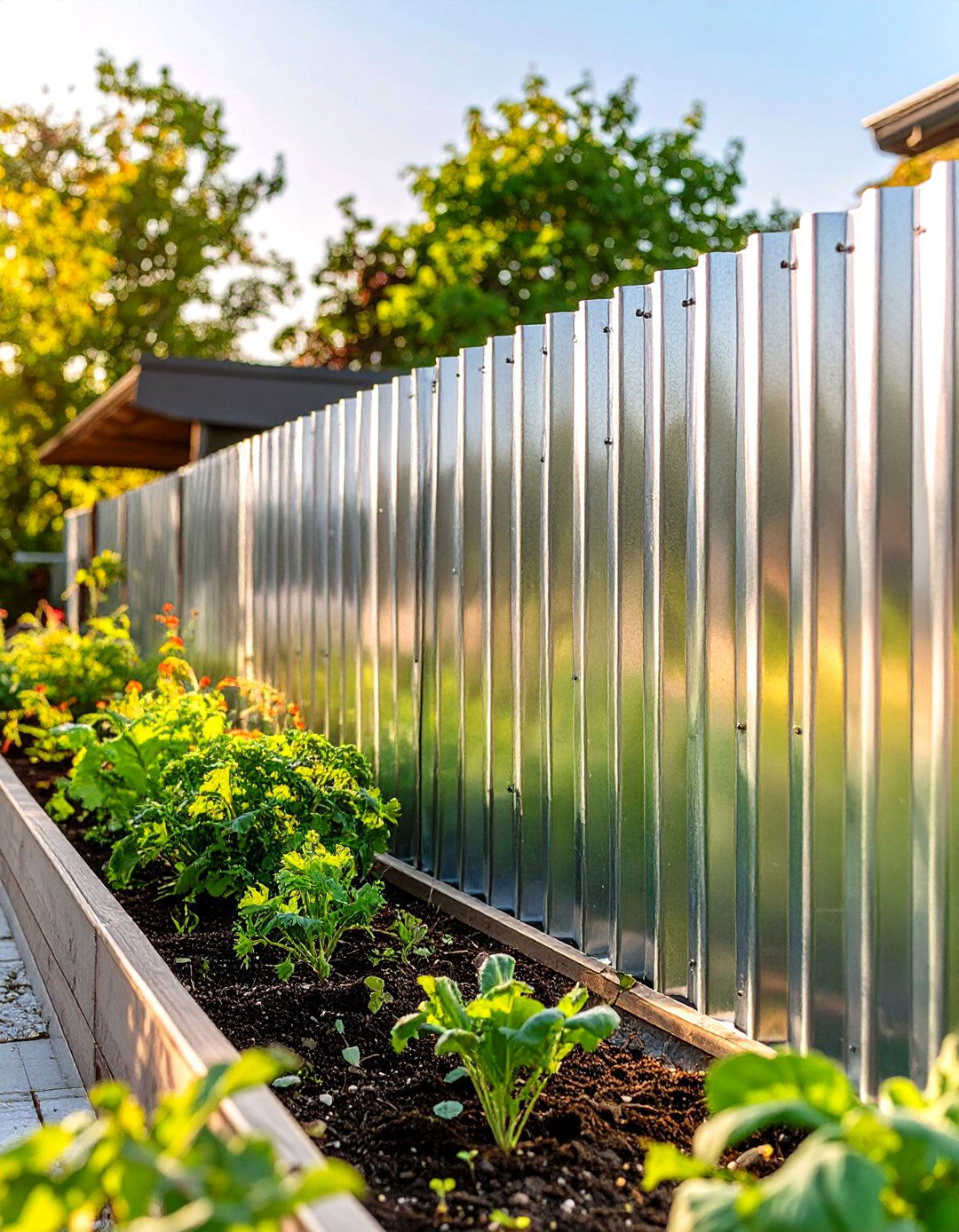 Galvanized Metal Corrugated Vegetable Garden Fence - 30 vegetable garden fence ideas