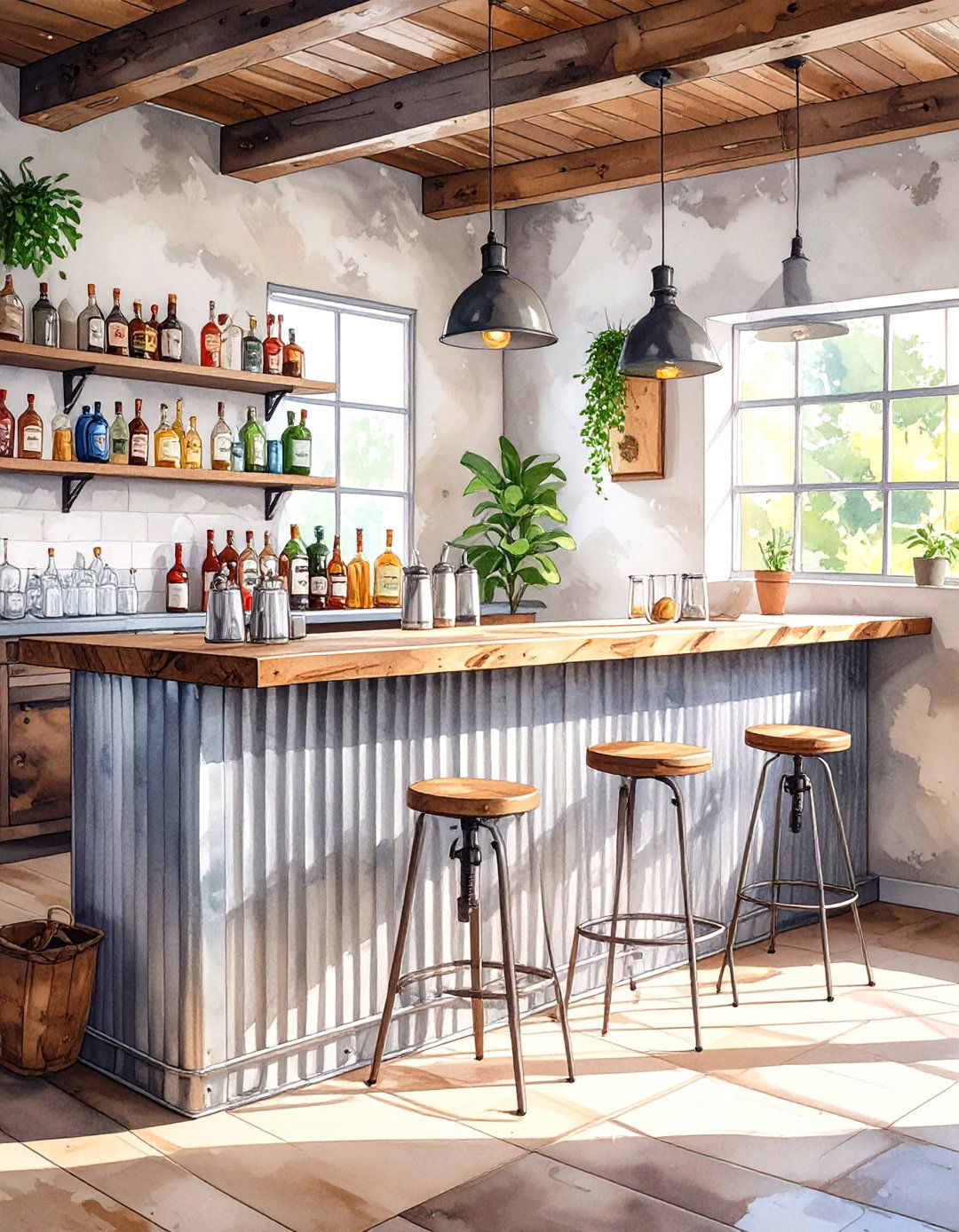 Galvanized Metal Man Cave Bar - 30 small man cave bar ideas