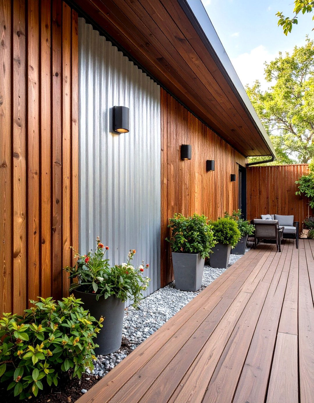 Galvanized Metal Panel Wall - 30 porch privacy ideas