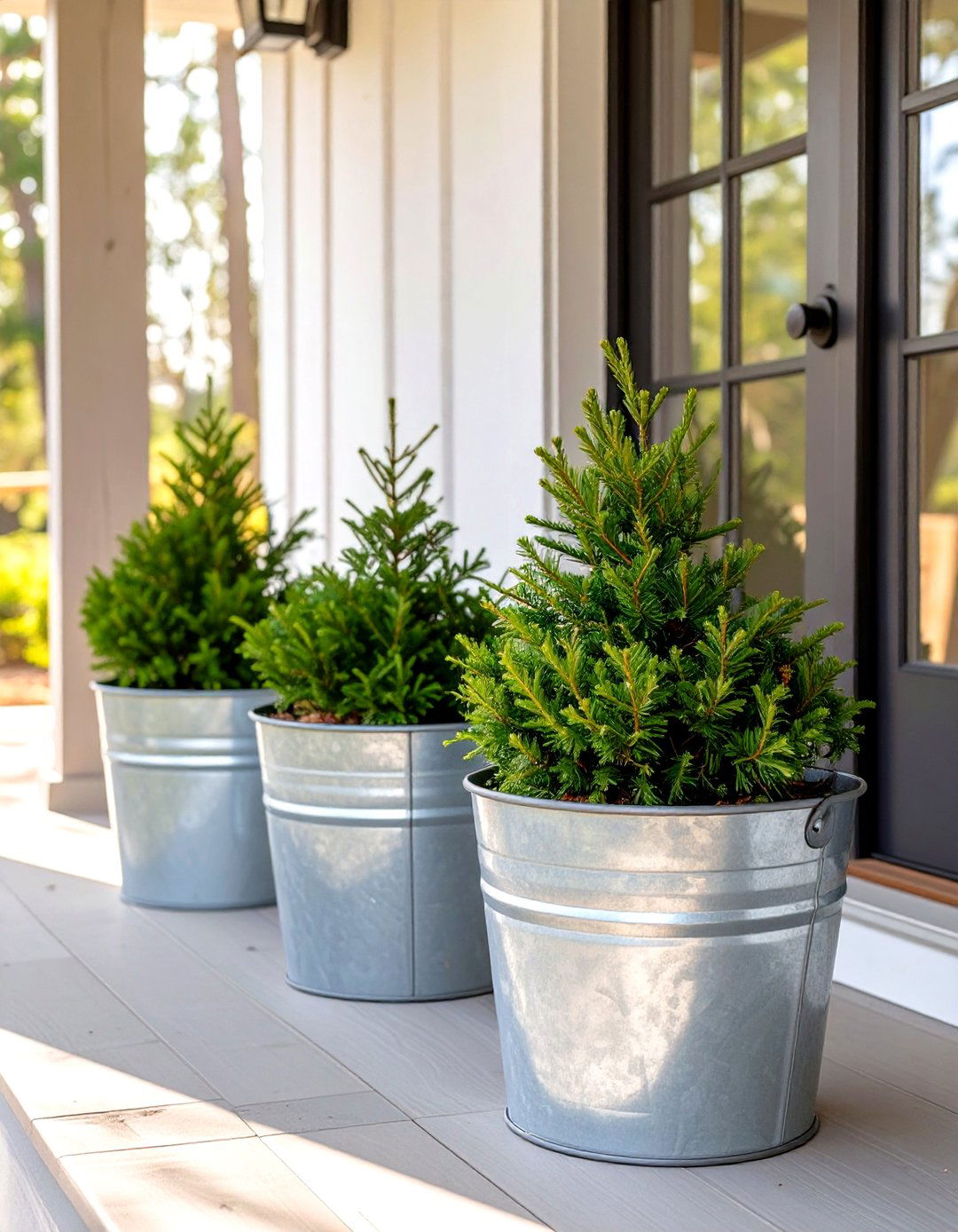 Galvanized Metal Porch Planters - 30 simple porch design ideas