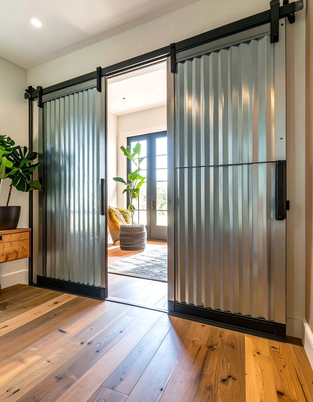 Galvanized Metal Sheets for an Industrial Edge - 30 alternative to closet door ideas