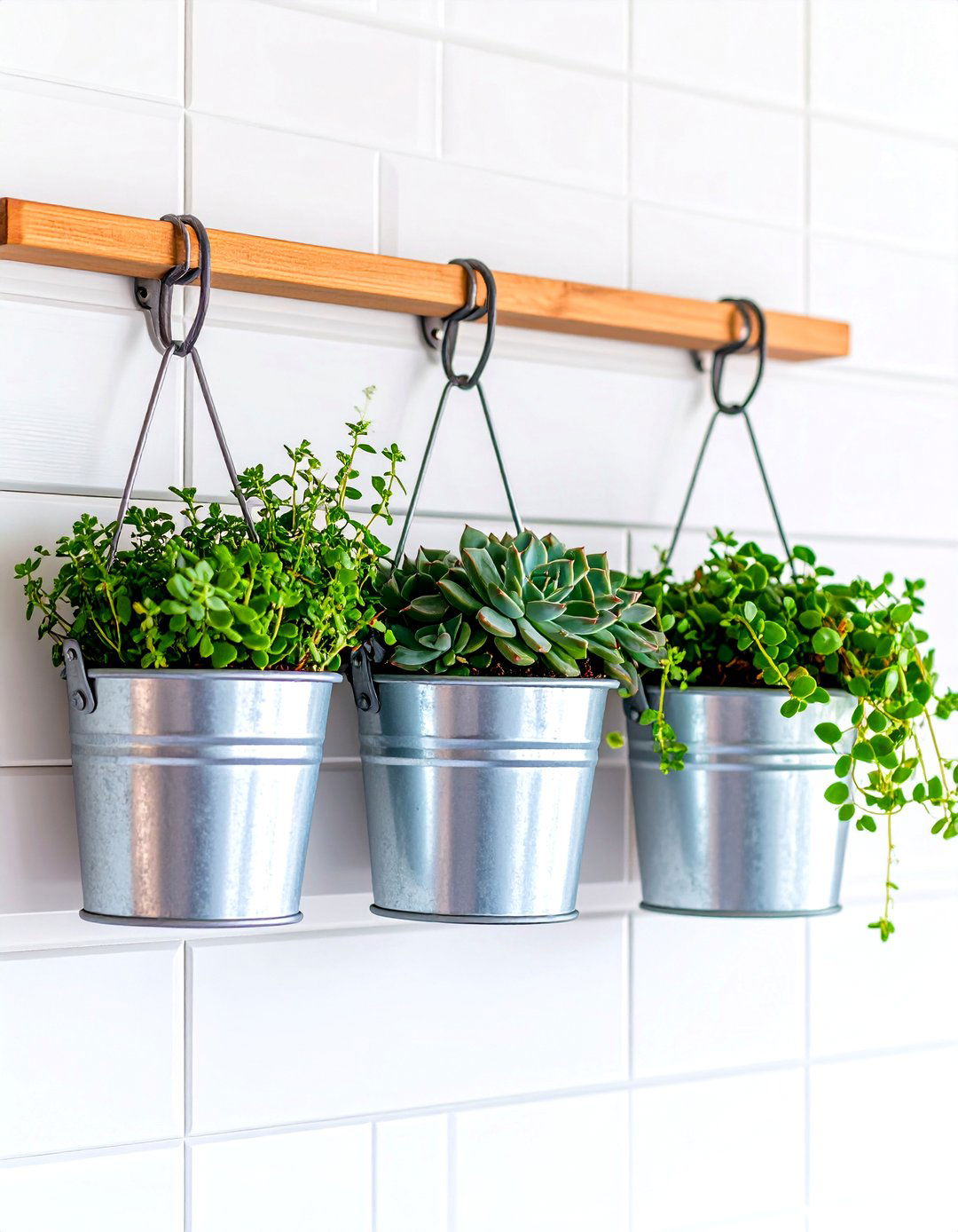 Galvanized Metal Wall Planters - 30 farmhouse wall decor ideas