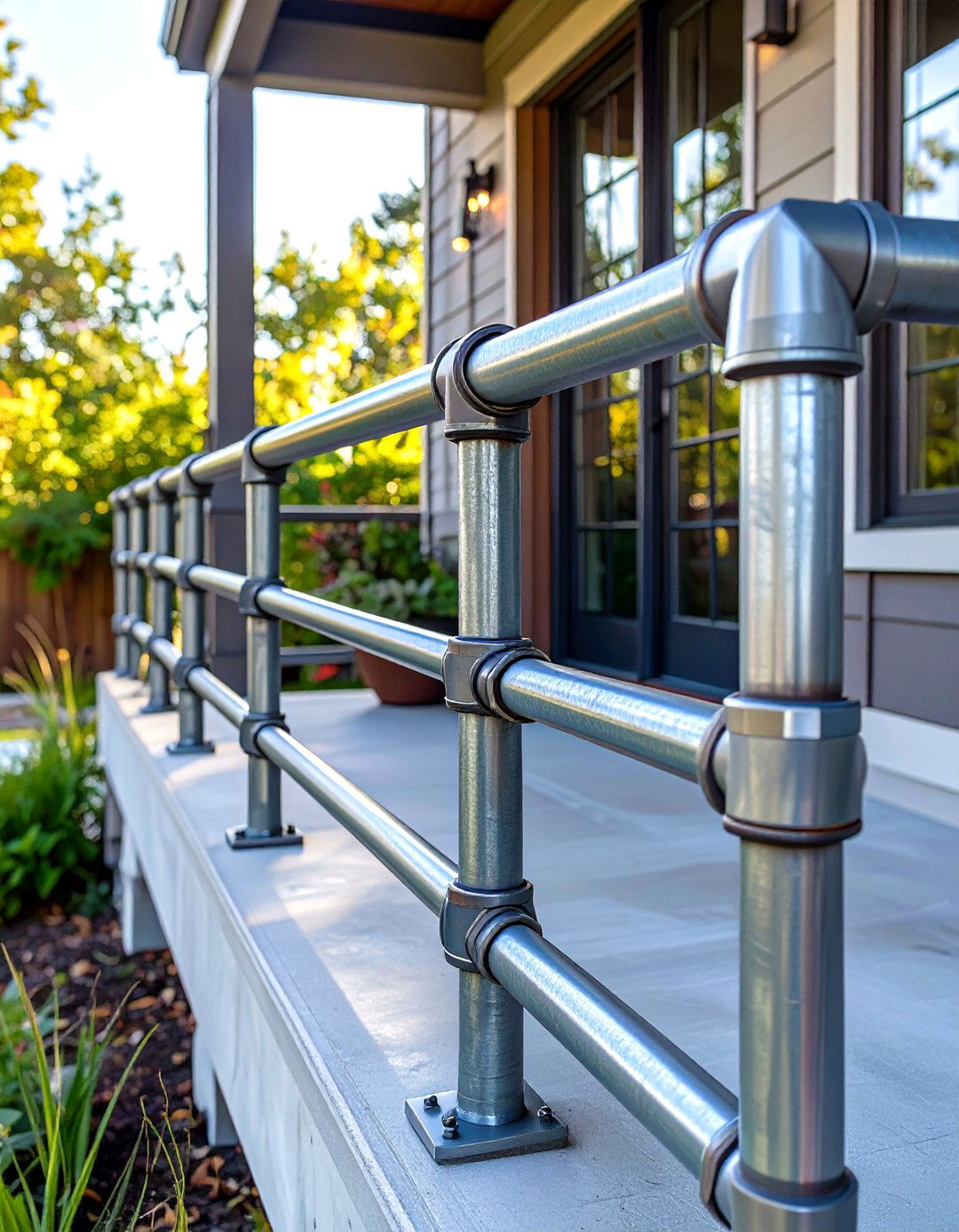 Galvanized Pipe Railing - 30 small front porch railing ideas