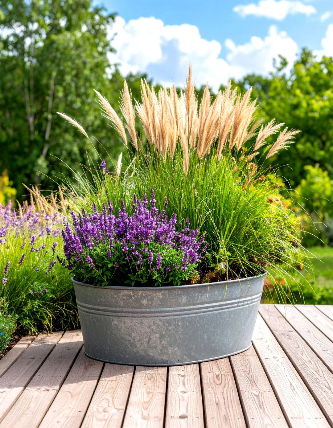 Galvanized Steel Trough Patio Planter - 30 patio planter ideas
