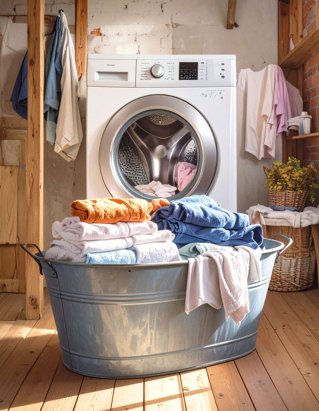Galvanized Steel Tubs for a Farmhouse Feel - 30 unfinished basement laundry room ideas