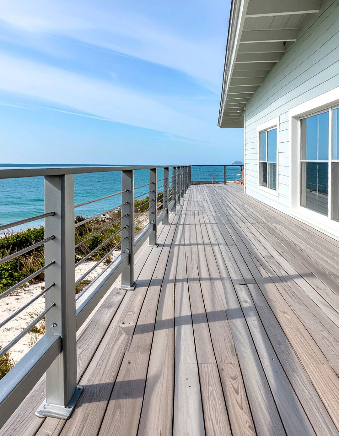 Galvanized Steel for Coastal Durability - 30 modern horizontal deck railing ideas