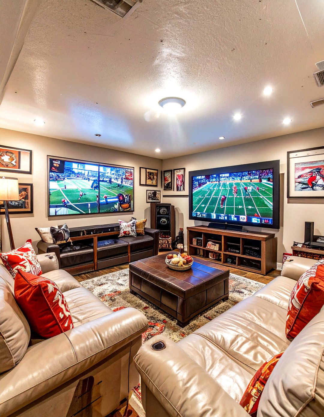 Game Day Sports Den - 30 basement living room ideas