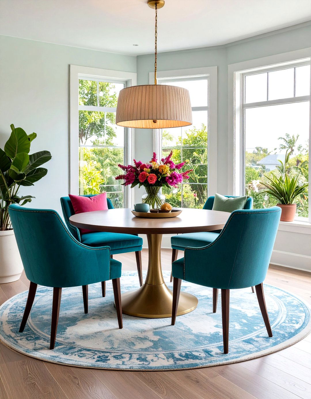 Game Table Nook - 30 living room bay window ideas