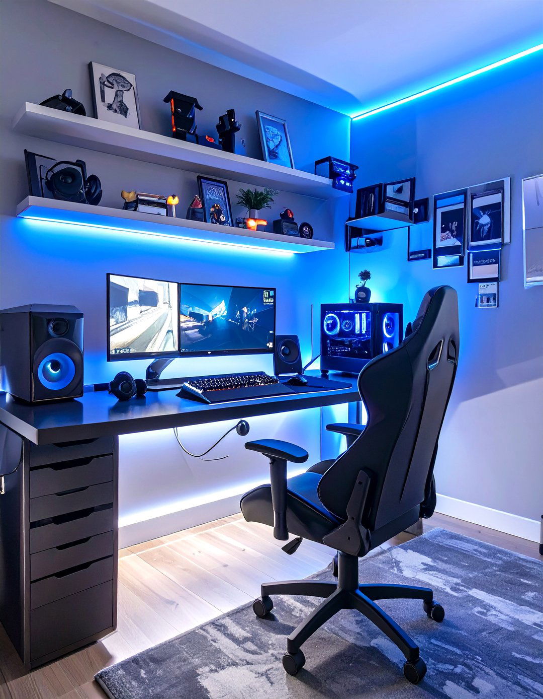 Gaming Station with Ergonomic Chair - 30 teen room inspo ideas