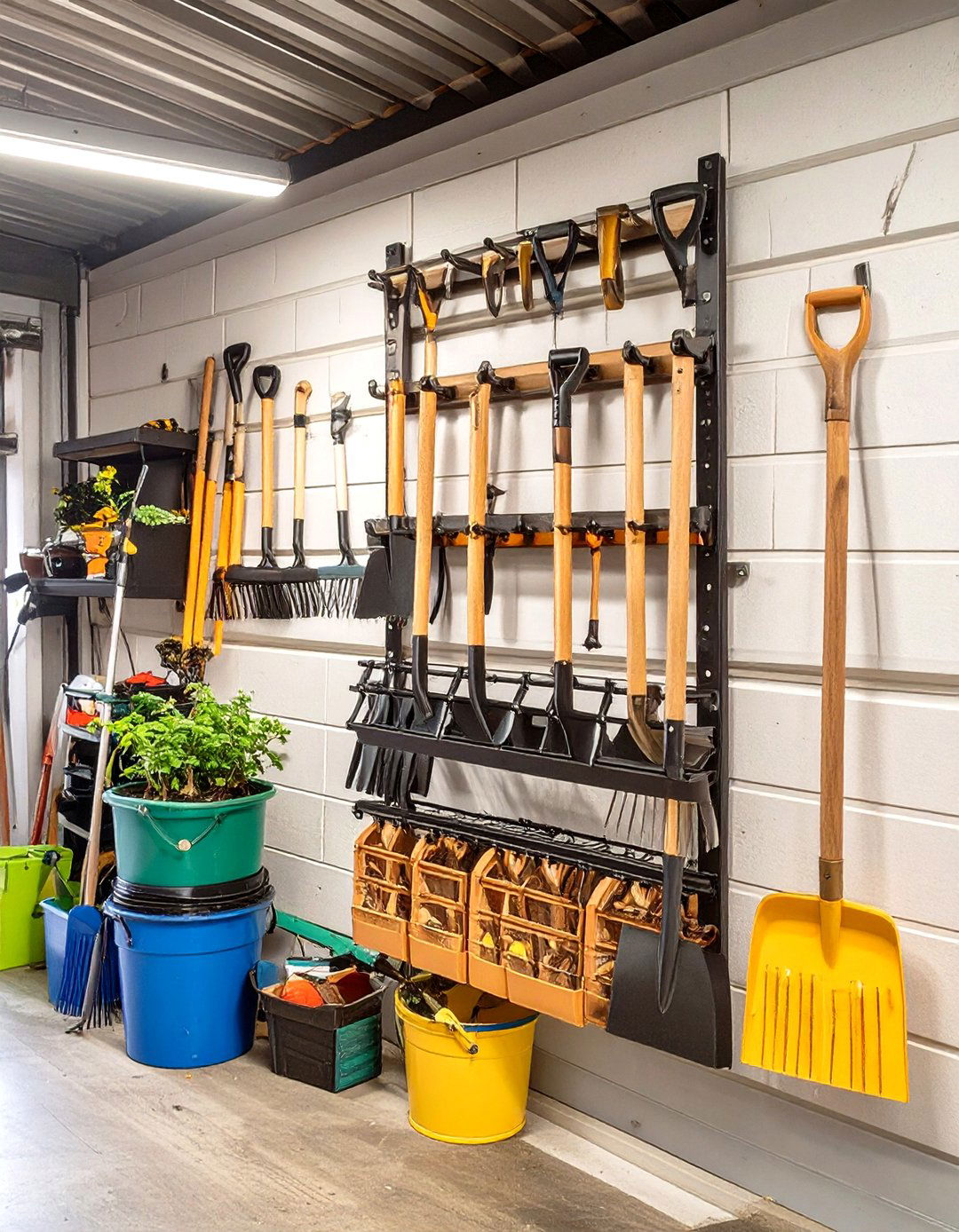 Garden Tool Rack for Garage Organization - 30 storage ideas for garage