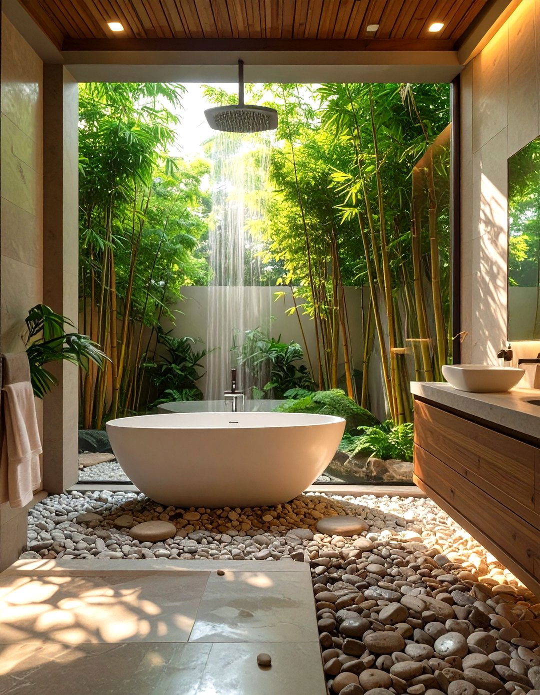 Garden View Shower Window - 30 shower window ideas