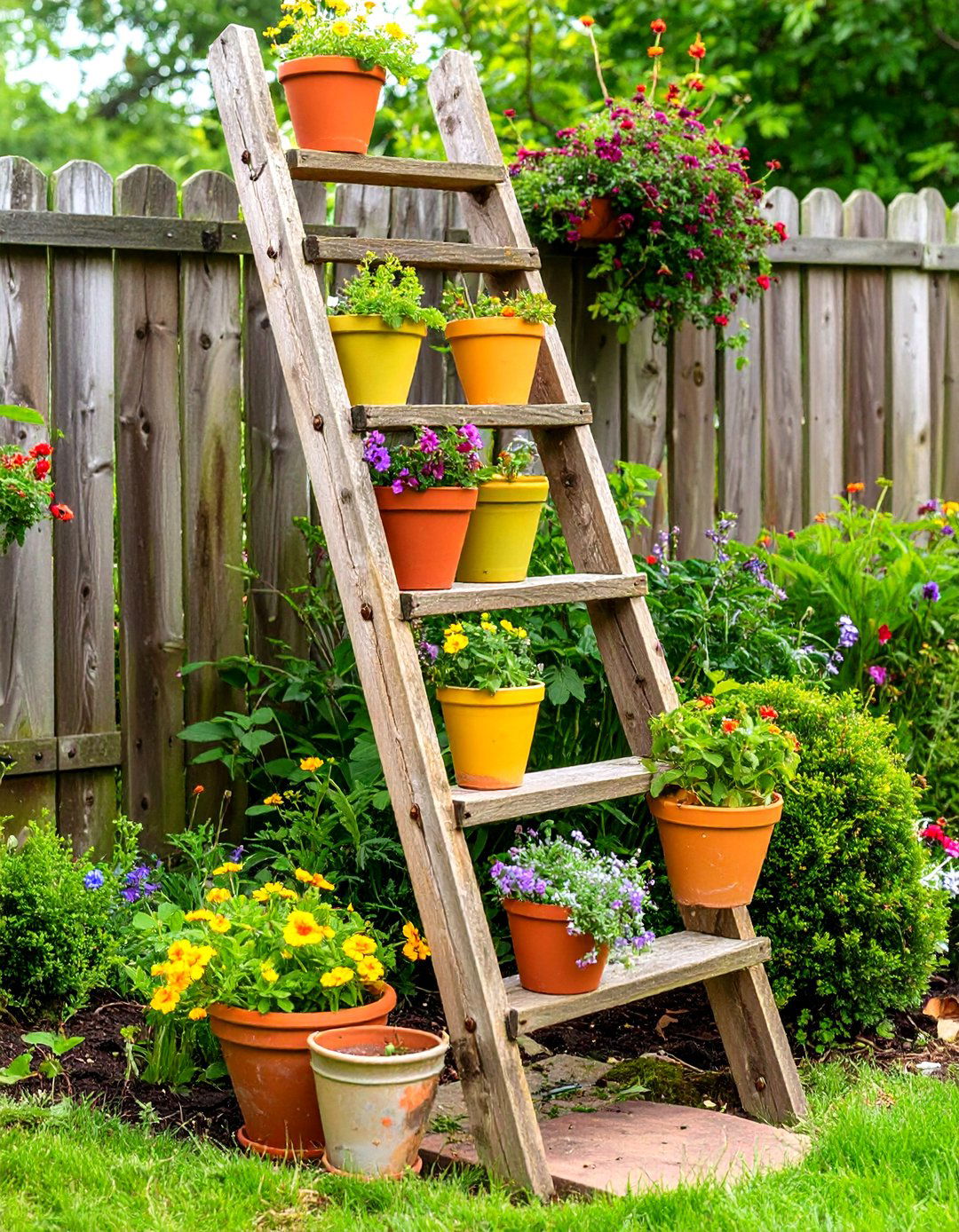 Garden on a Ladder Planter - 30 small garden design ideas