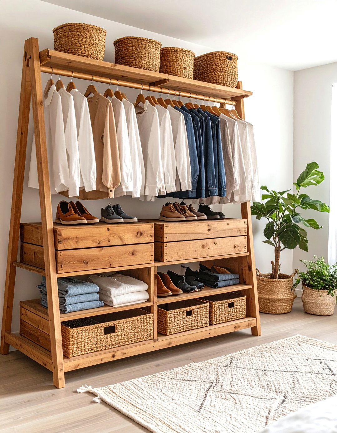 Garment Rack and Crate Closet - 30 diy closet ideas