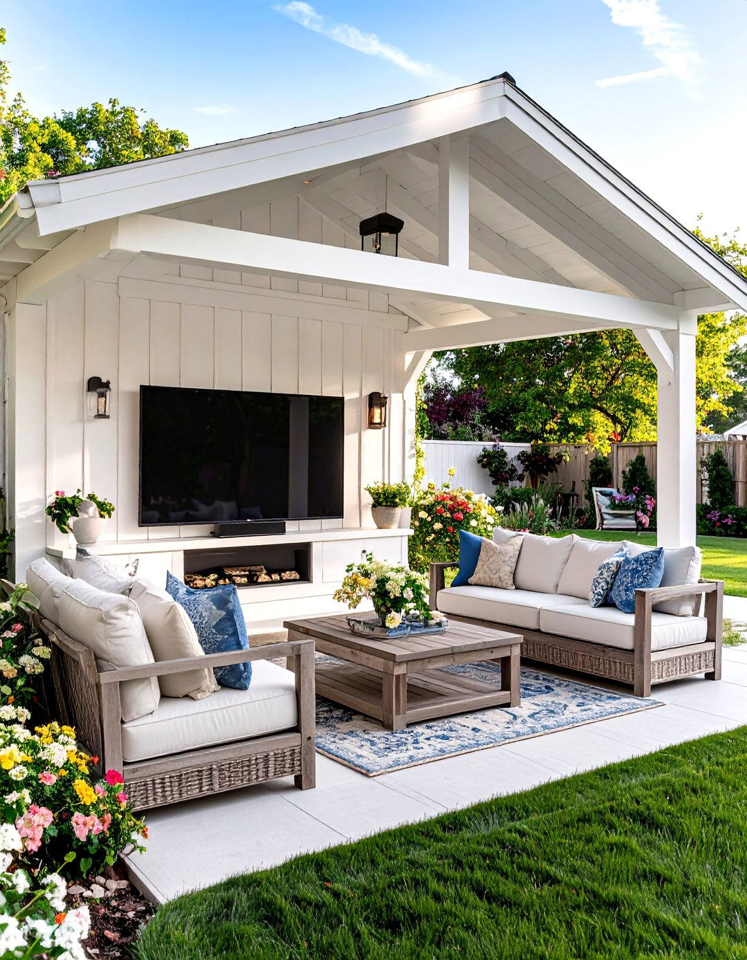 Gazebo Integrated Outdoor TV Wall - 30 outdoor tv wall ideas