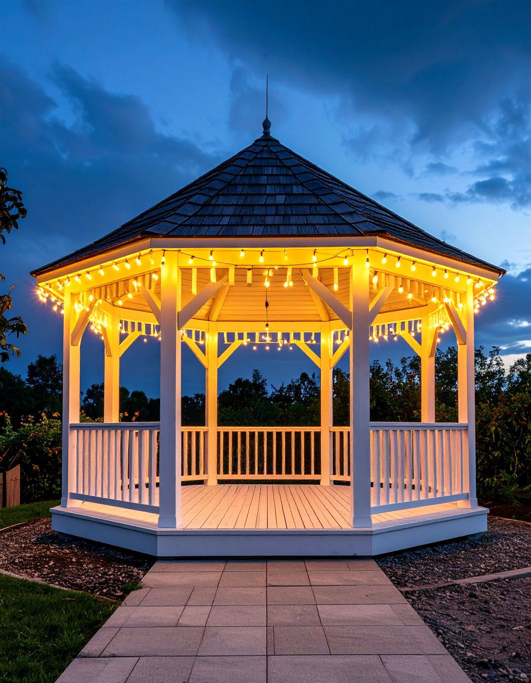 Gazebo Roofline Outdoor String Light Trim - 30 outdoor string light ideas