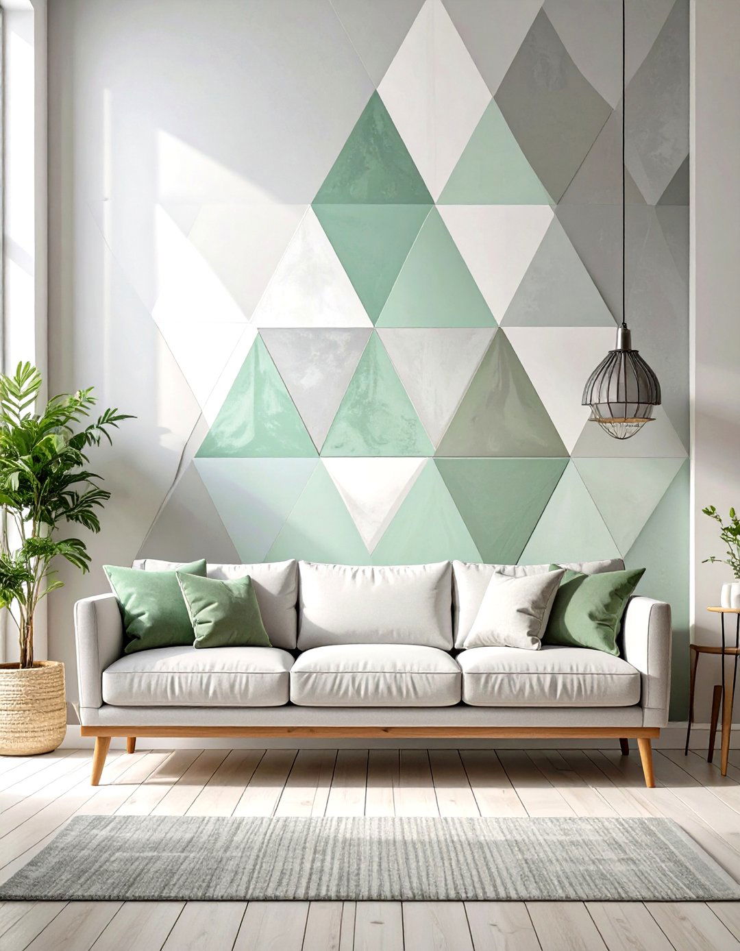 Geometric Accent Wall with Paint - 30 diy wall decor ideas