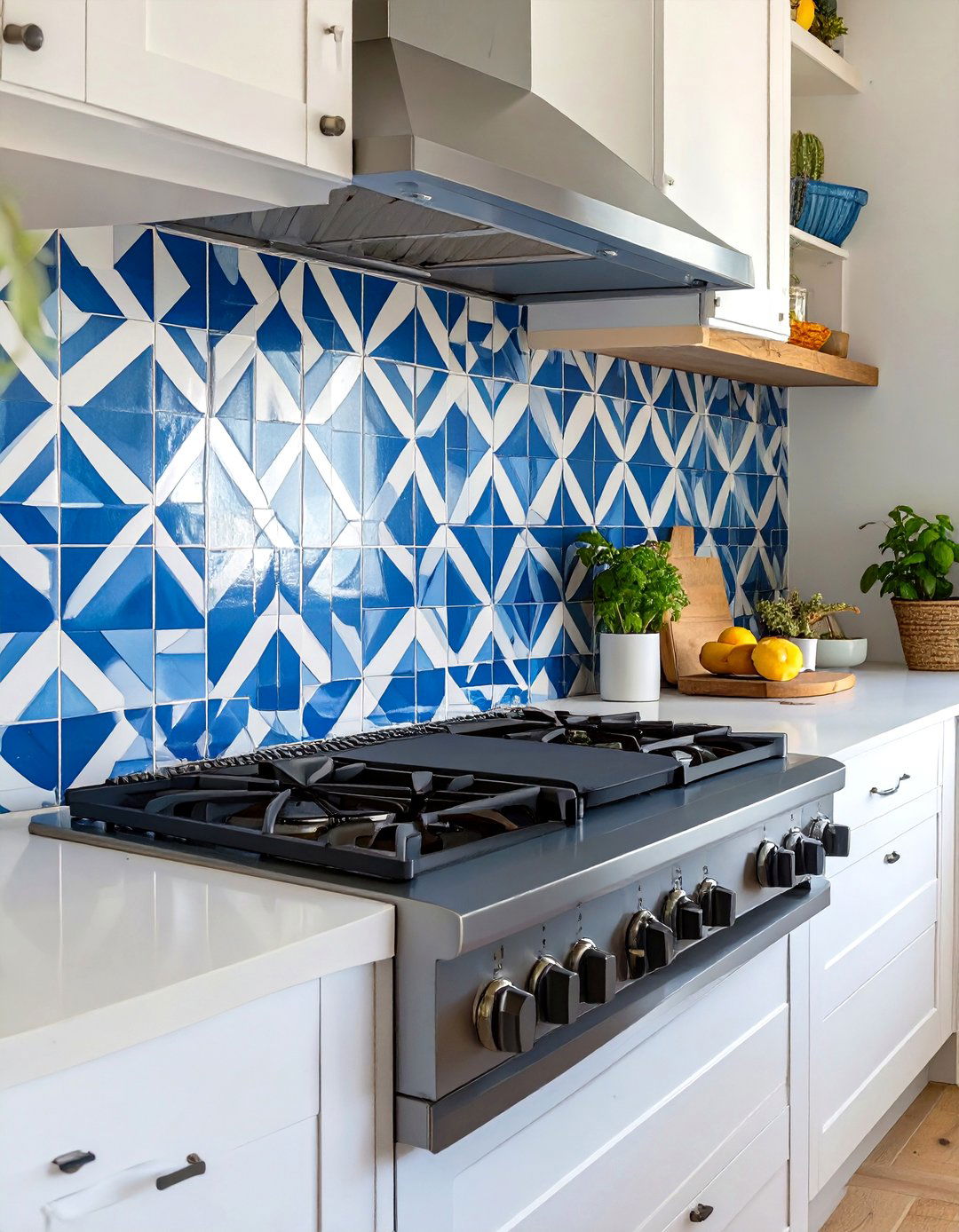 Geometric Cement Tile Stove Backsplash - 30 stove backsplash ideas