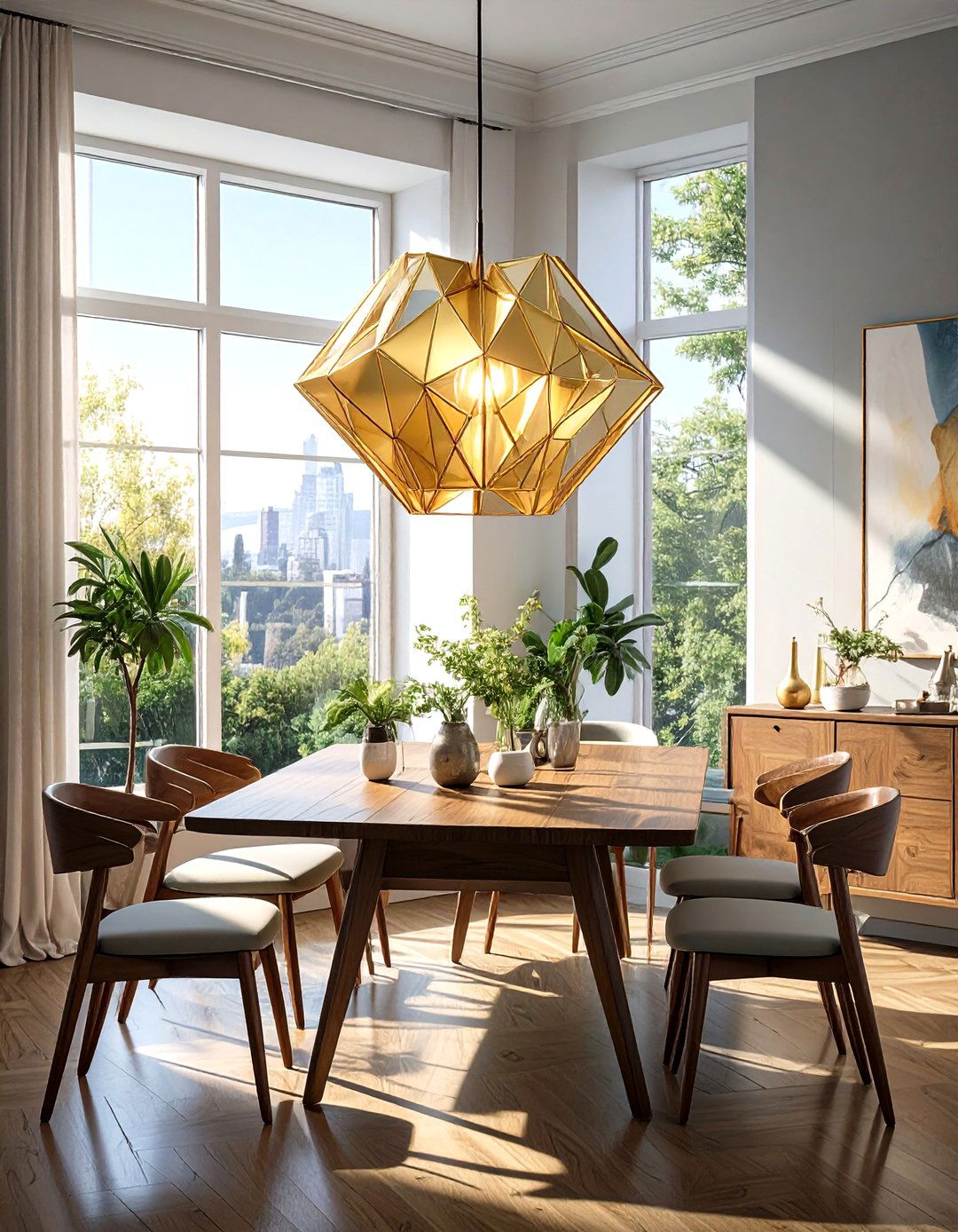 Geometric Metal Pendant Light - 30 small dining room lighting ideas
