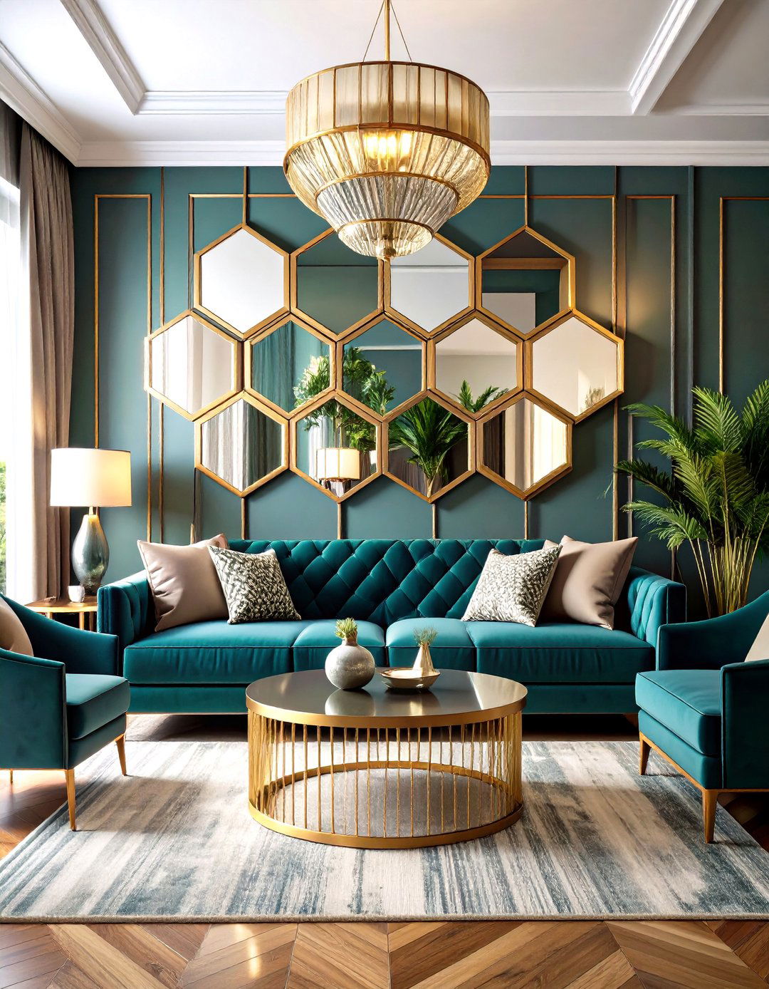 Geometric Mirrors for a Modern Art Deco Look - 30 living room mirror ideas