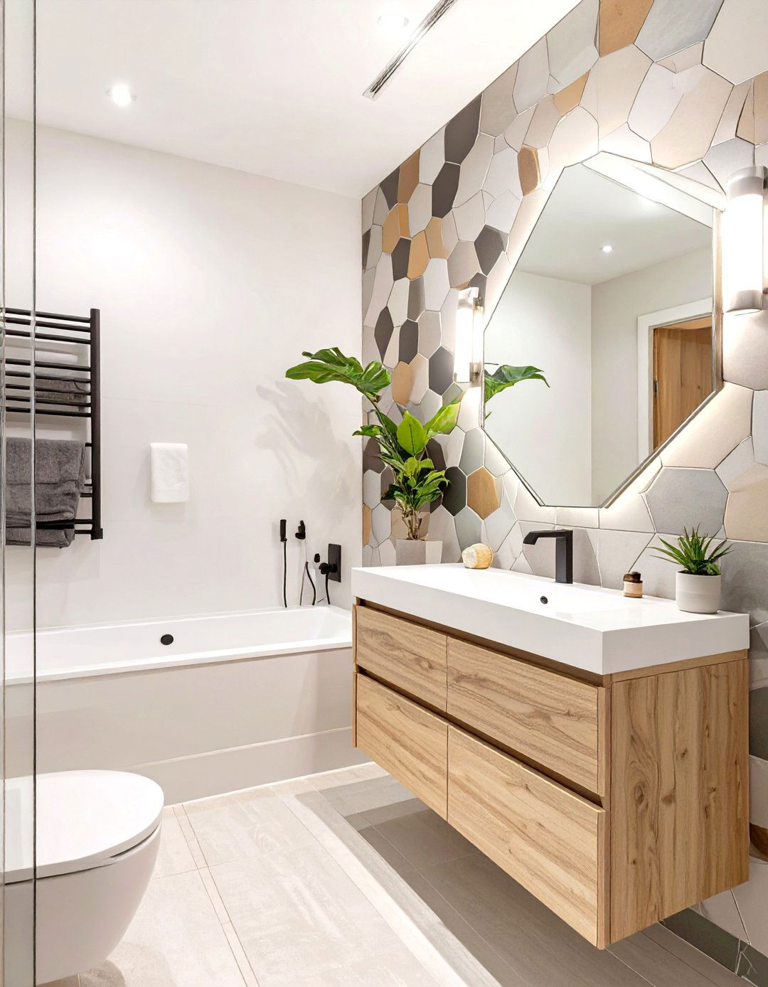 Geometric Modern Half Bathroom - 30 half bathroom remodel ideas
