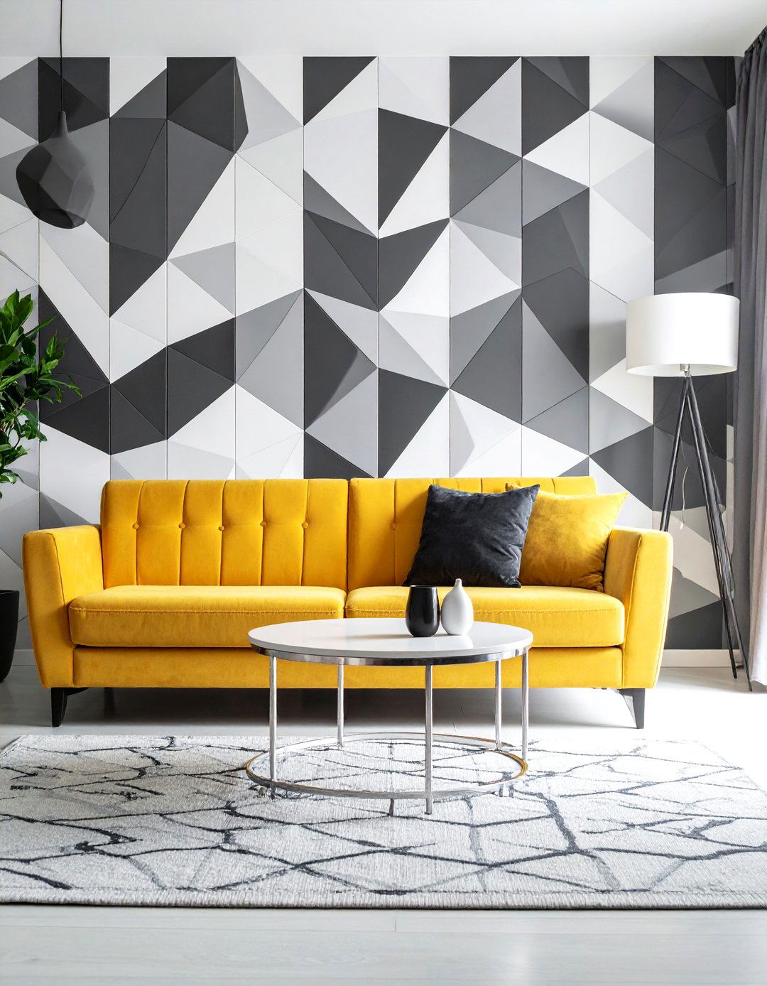 Geometric Modern Living Room - 30 living room wallpaper ideas