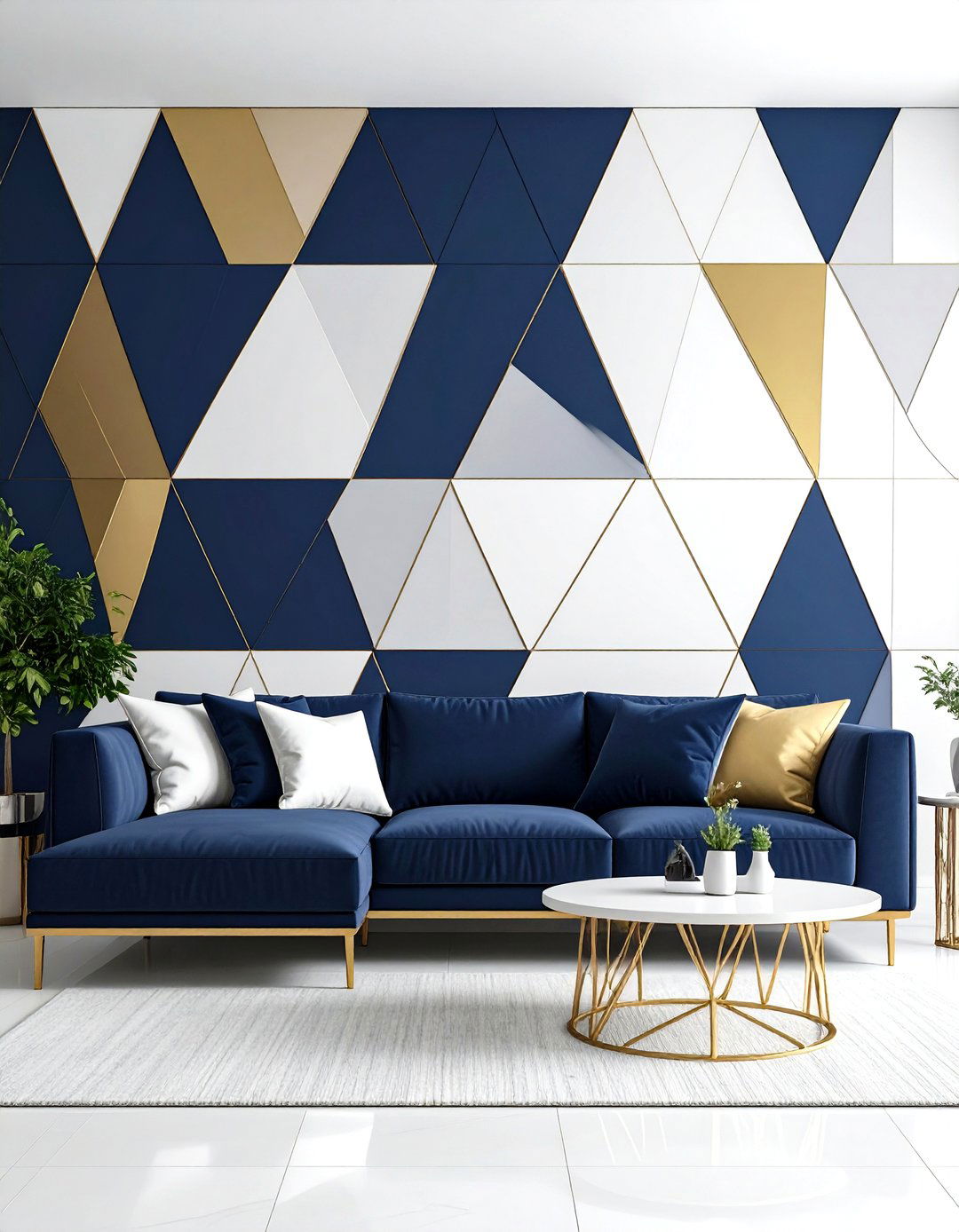 Geometric Paint Living Room Accent - 30 living room feature wall ideas
