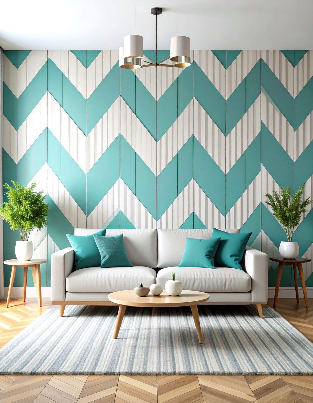 Geometric Paint Living Room Wall - 30 living room wall ideas