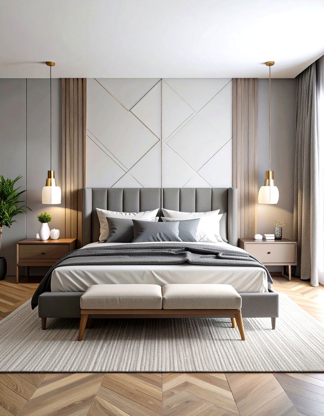 Geometric Painted Accent Wall - 30 pinterest bedroom ideas