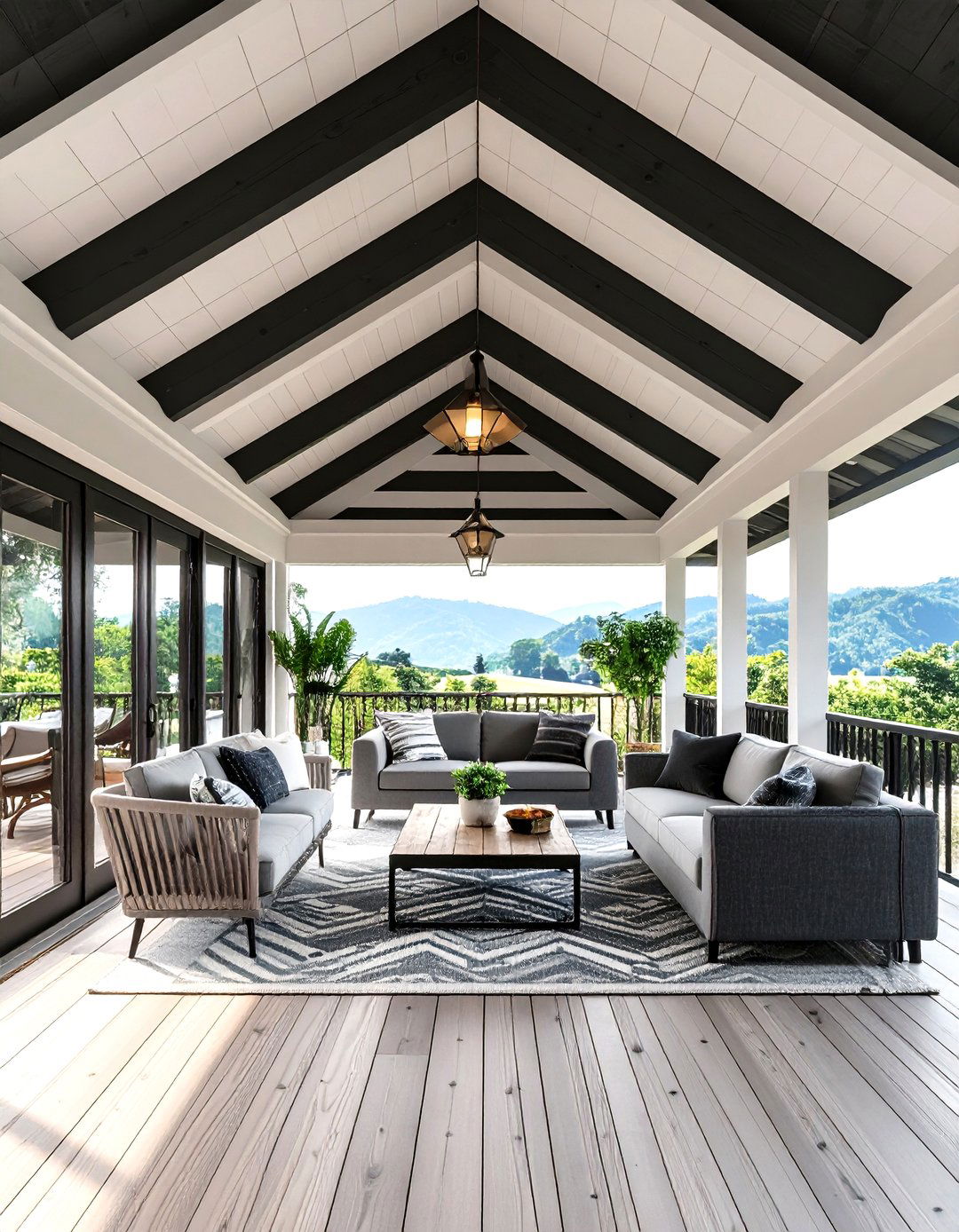 Geometric Painted Porch Ceiling - 30 inexpensive porch ceiling ideas