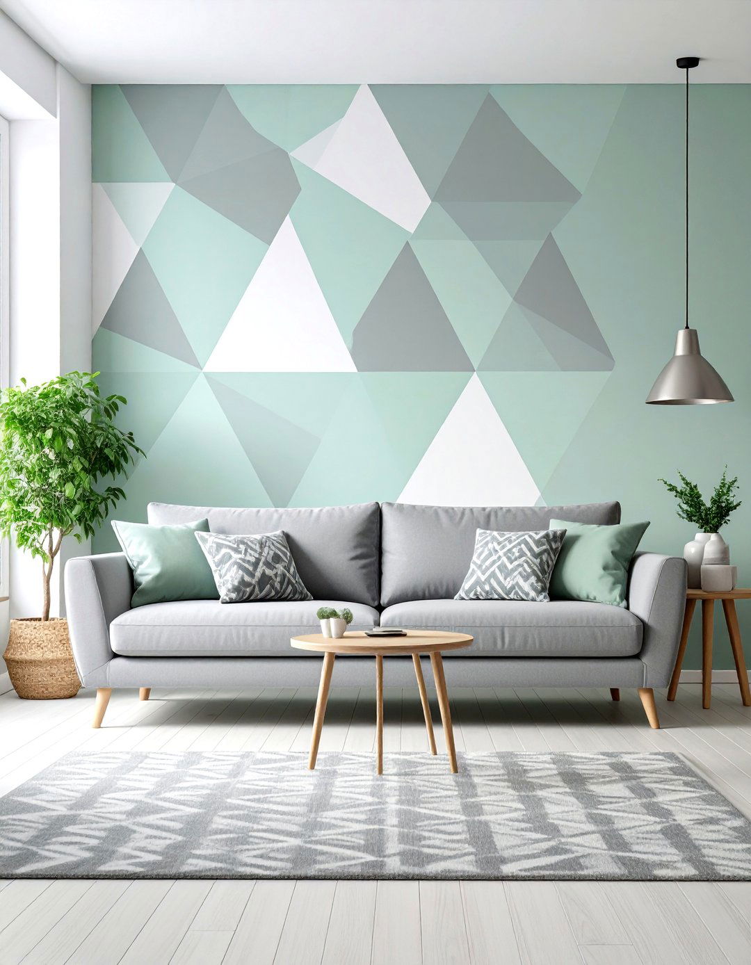Geometric Painted Wall - 30 elegant living room wall decor ideas