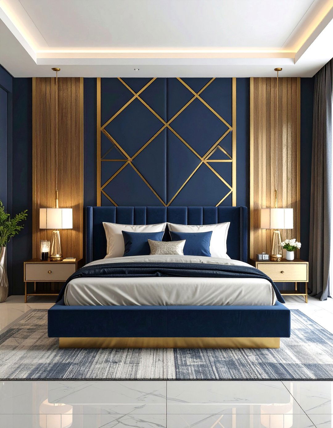 Geometric Pattern Accent Wall - 30 accent wall ideas for bedroom