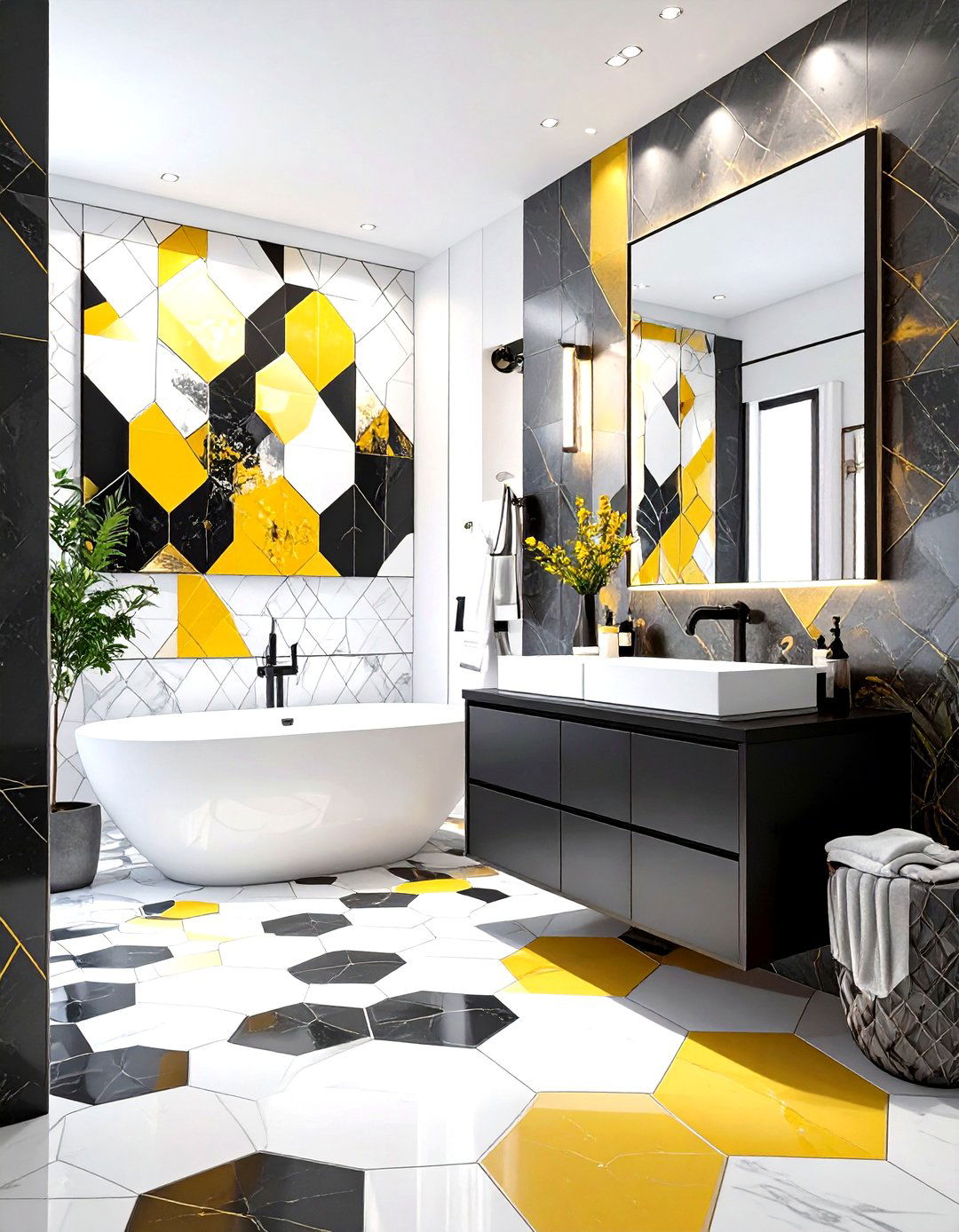 Geometric Pattern Bathroom Art - 30 bathroom art ideas