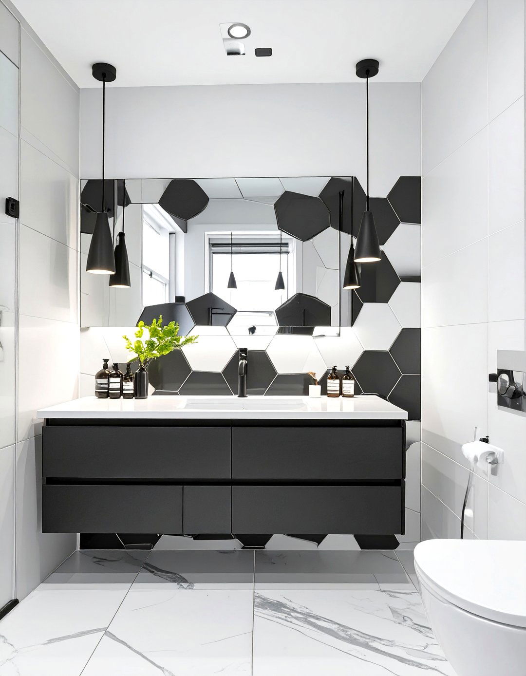 Geometric Pattern Bathroom Backsplash - 30 bathroom backsplash ideas