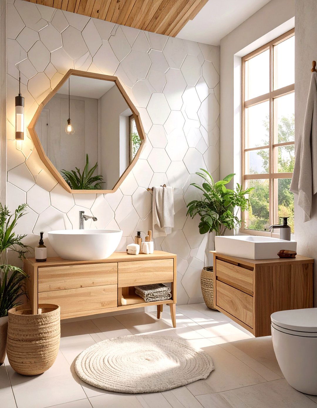 Geometric Pattern Bathroom Wall Panels - 30 bathroom wall panels ideas