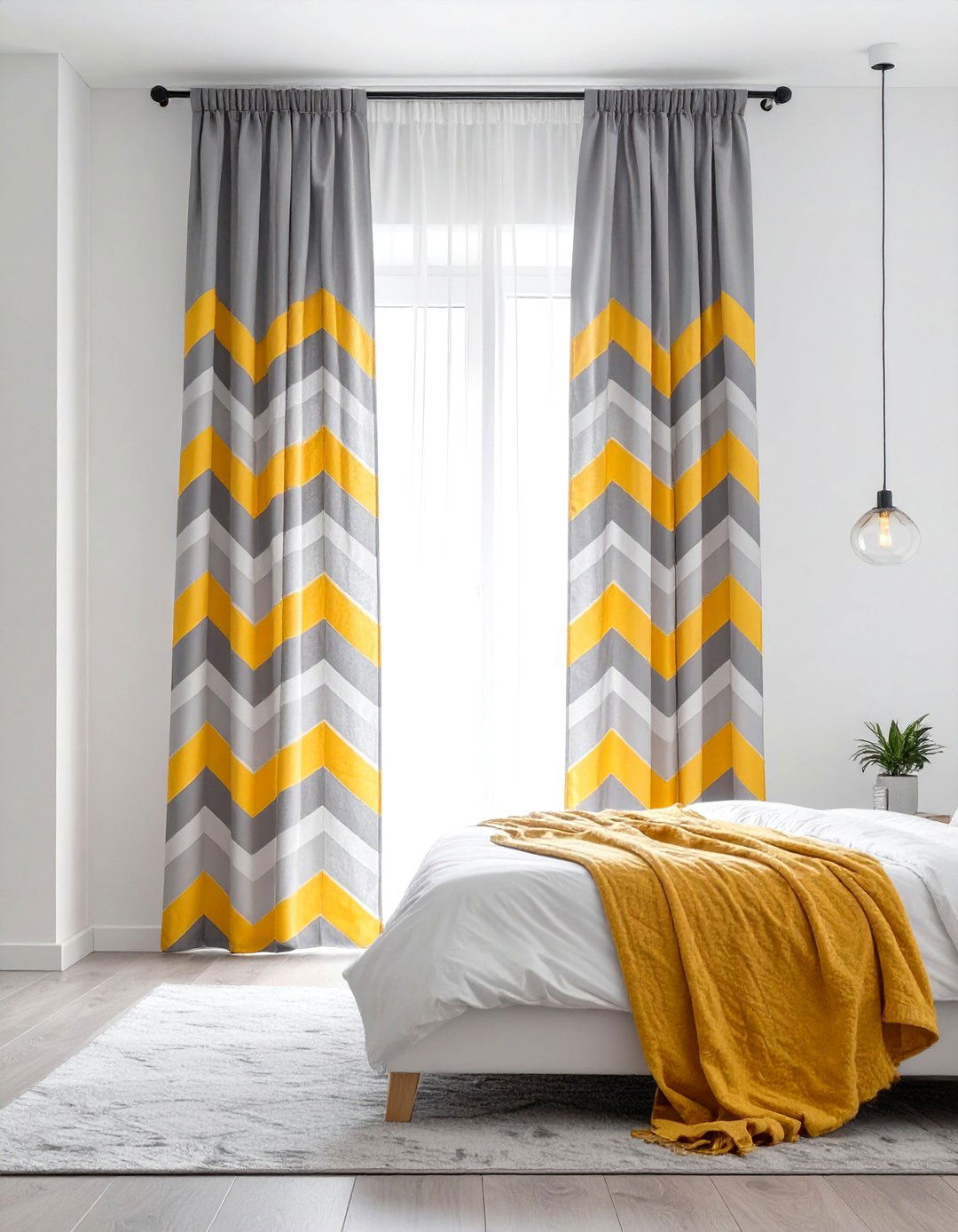 Geometric Pattern Curtains for a Dynamic Bedroom - 30 curtains for bedroom ideas