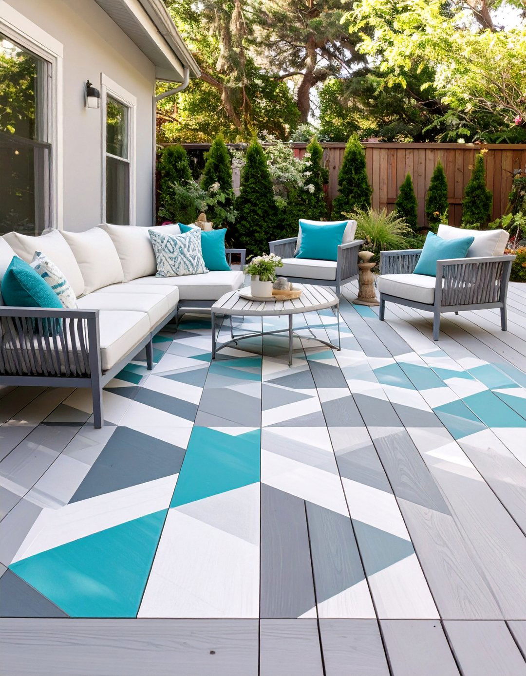 Geometric Pattern Deck - 30 deck painting ideas